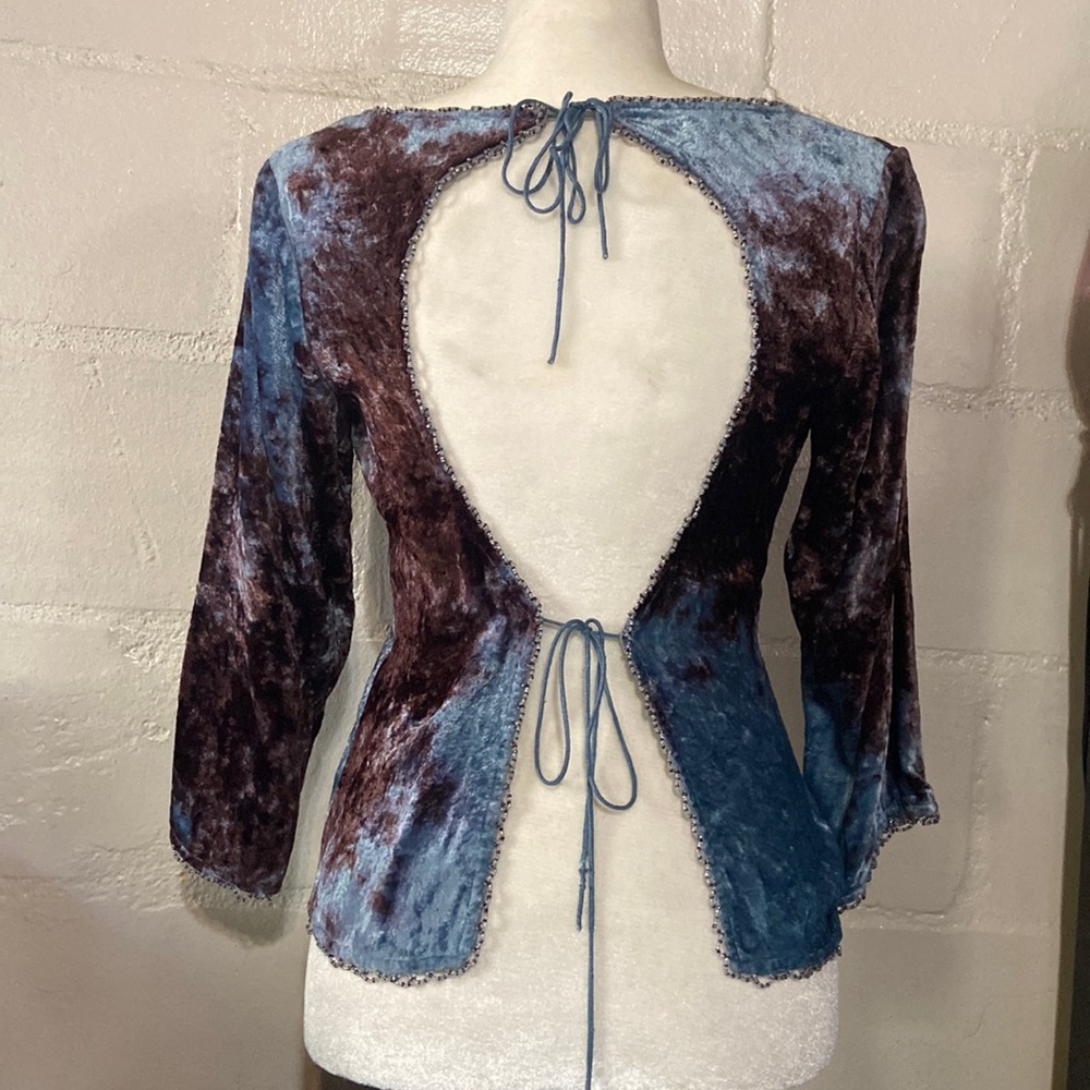 Vintage Betsy Johnson Crushed velvet/beaded  long sleeve ladies open back.